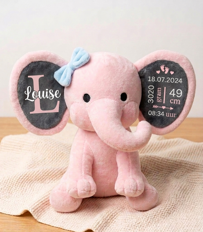 Gepersonaliseerde geboorteknuffel olifant